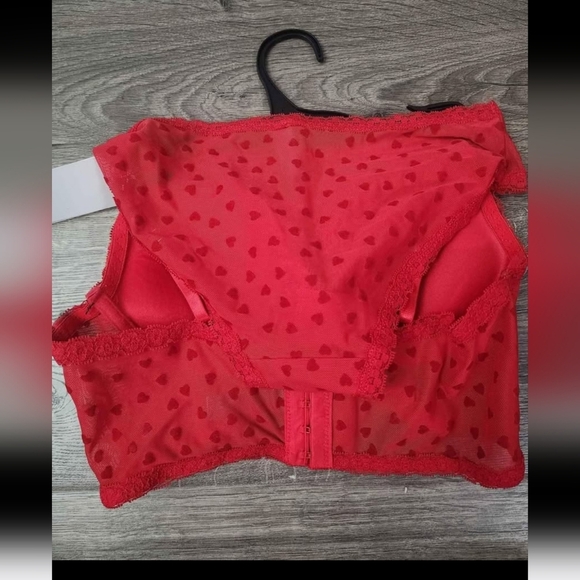 Women's lace heart print bra + panties set 34B & S NWT - Picture 4 of 5